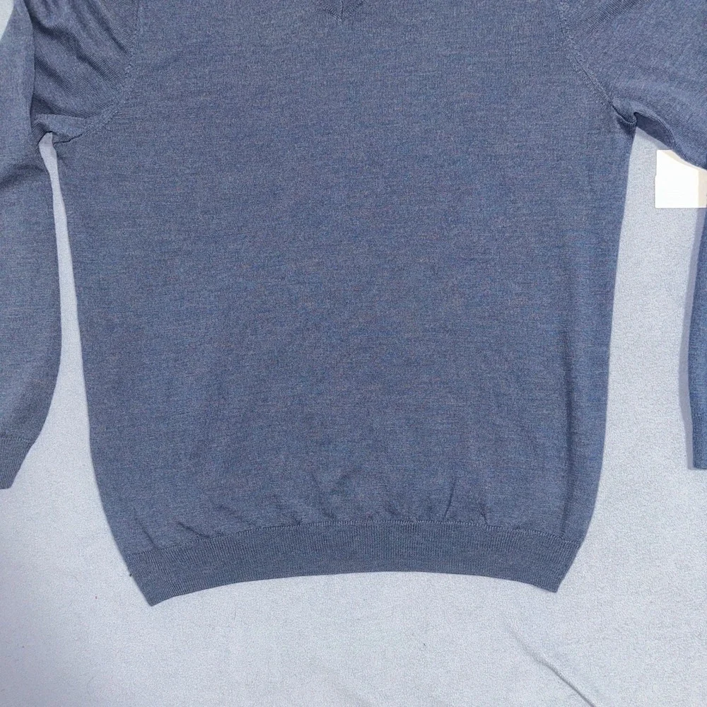 Gap V-Neck Extra Fine‎ Merino Wool Sweater Long Sleeve Blue Mens Size Large